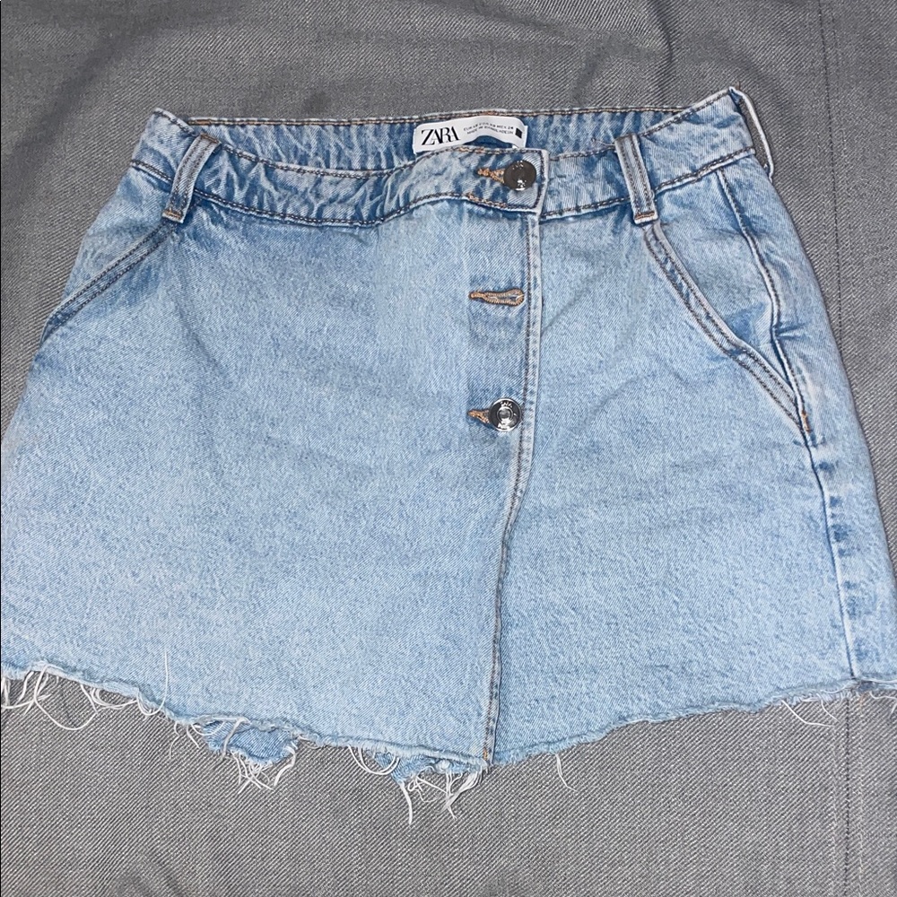 Zara Sky Blue Denim Mini Skirt